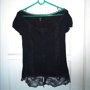 Lace Button Down Blouse